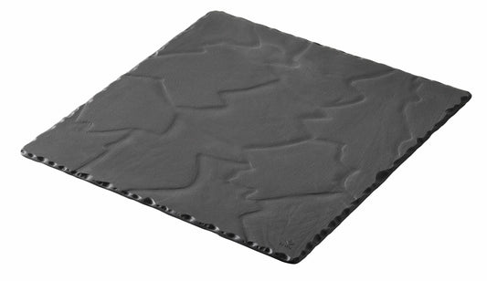 Rectangular ceramic tray with slate effect, matt slate style color Basalt Square Plate line REVOL